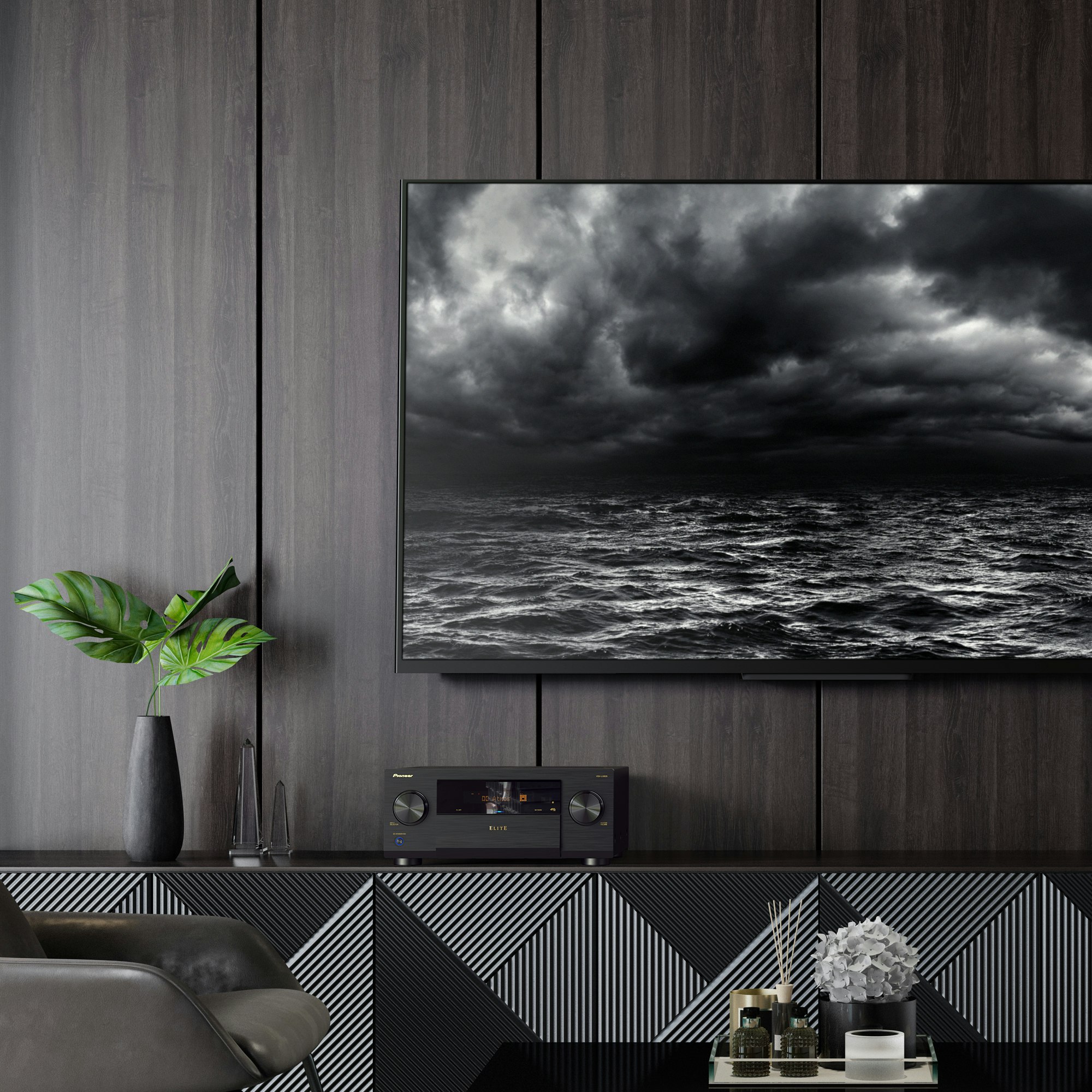 Elite VSX LX805 on Dark Moody TV Console 2000x2000